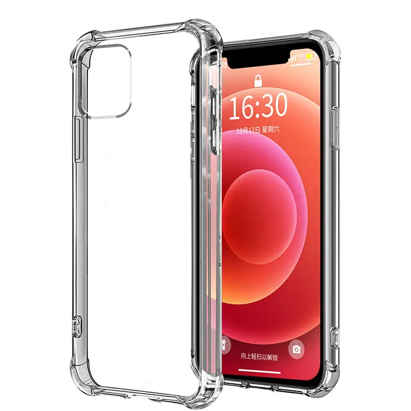 Противоударный чехол для телефона iPhone 12 11 Pro Max Xs X прозрачный силиконовый 7 8 Plus SE