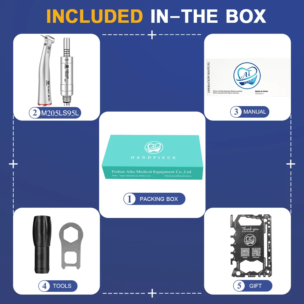 

Dentist instruments AI-Max series low speed set 6 hole LED air motor and strong X95L 1:5 red ring micromotor turbine handpiece