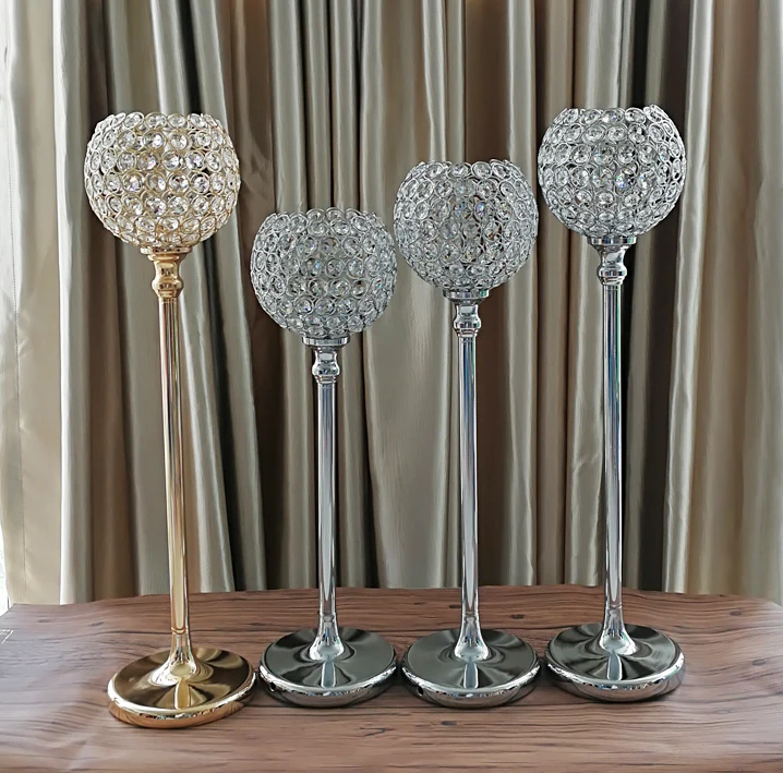 Серебряный/Золотой хрустальный подсвечник 1 шт. центральные части свадебного