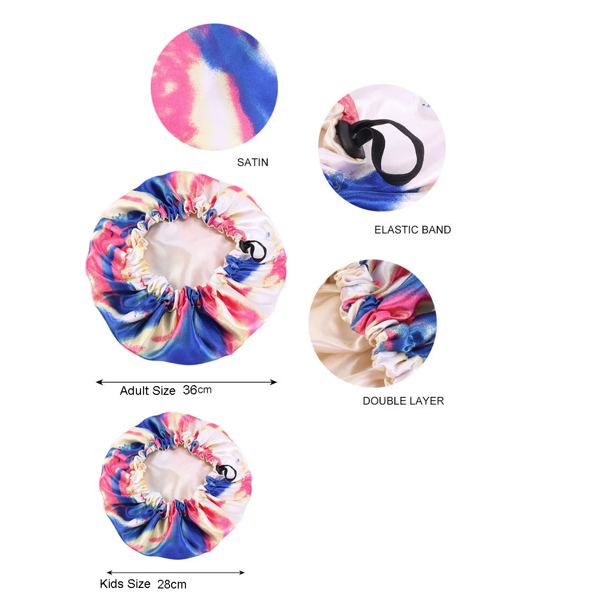 

2021 New Women Satin Bonnet Sleep Night Cap Wide Band Floral Jumbo Chemo Cap