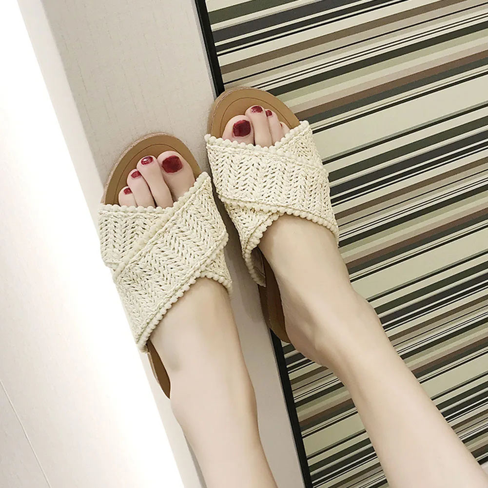 Женские сланцы KarinLuna летние шлепанцы на низком каблуке и платформе с открытым