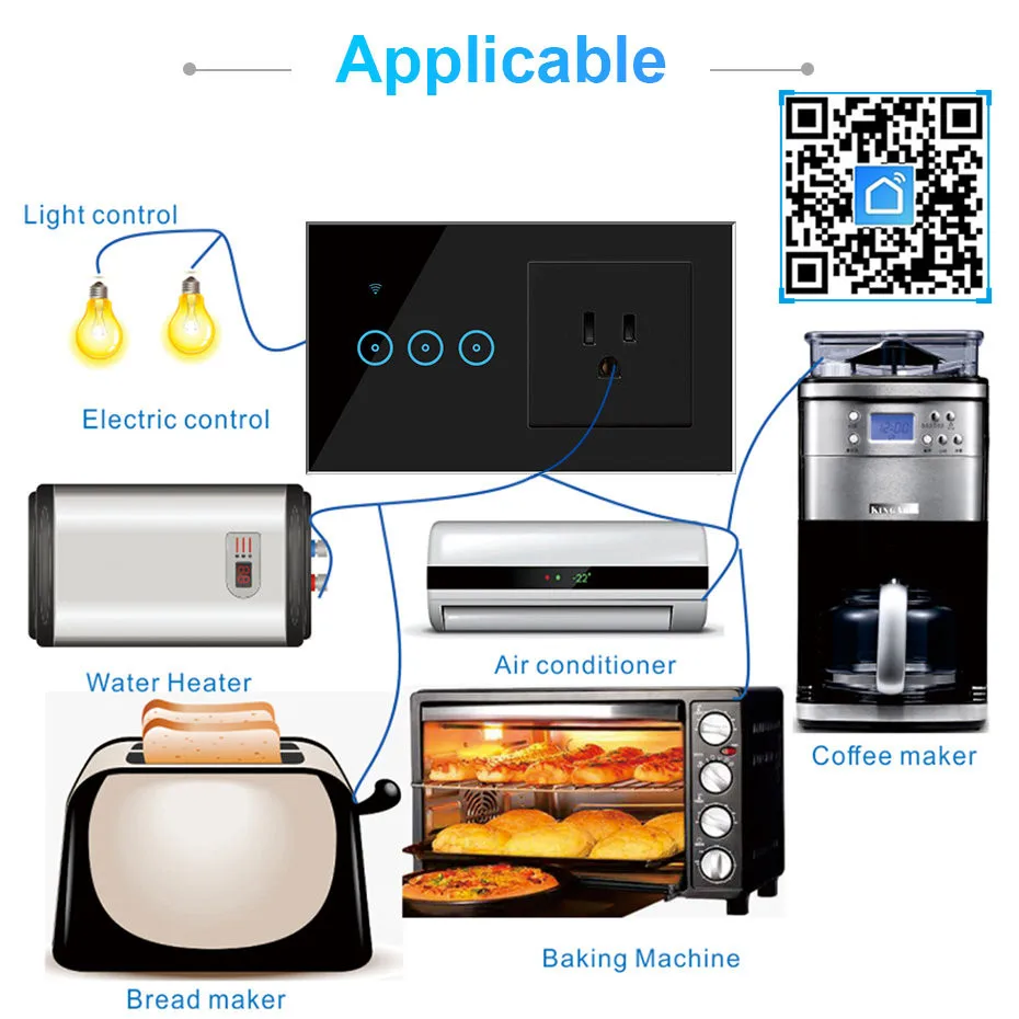 Tuya 16A Смарт розетки комбо умный WiFi светильник переключатель приложение Smart Life