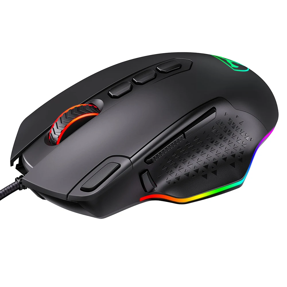 PICTEK PC257 Игровая мышь Проводная 12000 DPI Эргономичная мышь USB с RGB подсветкой 10 программируемых кнопок для компьютерных геймеров Мыши