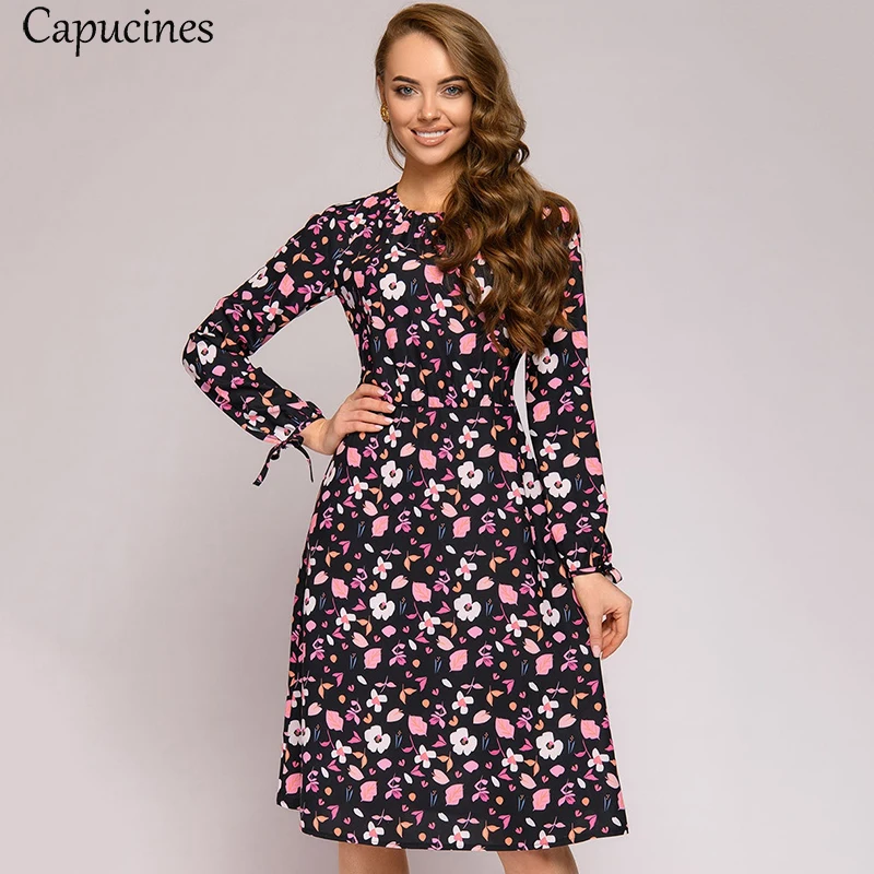 Женские Платья с цветочным принтом Capucines винтажные платья миди на шнуровке