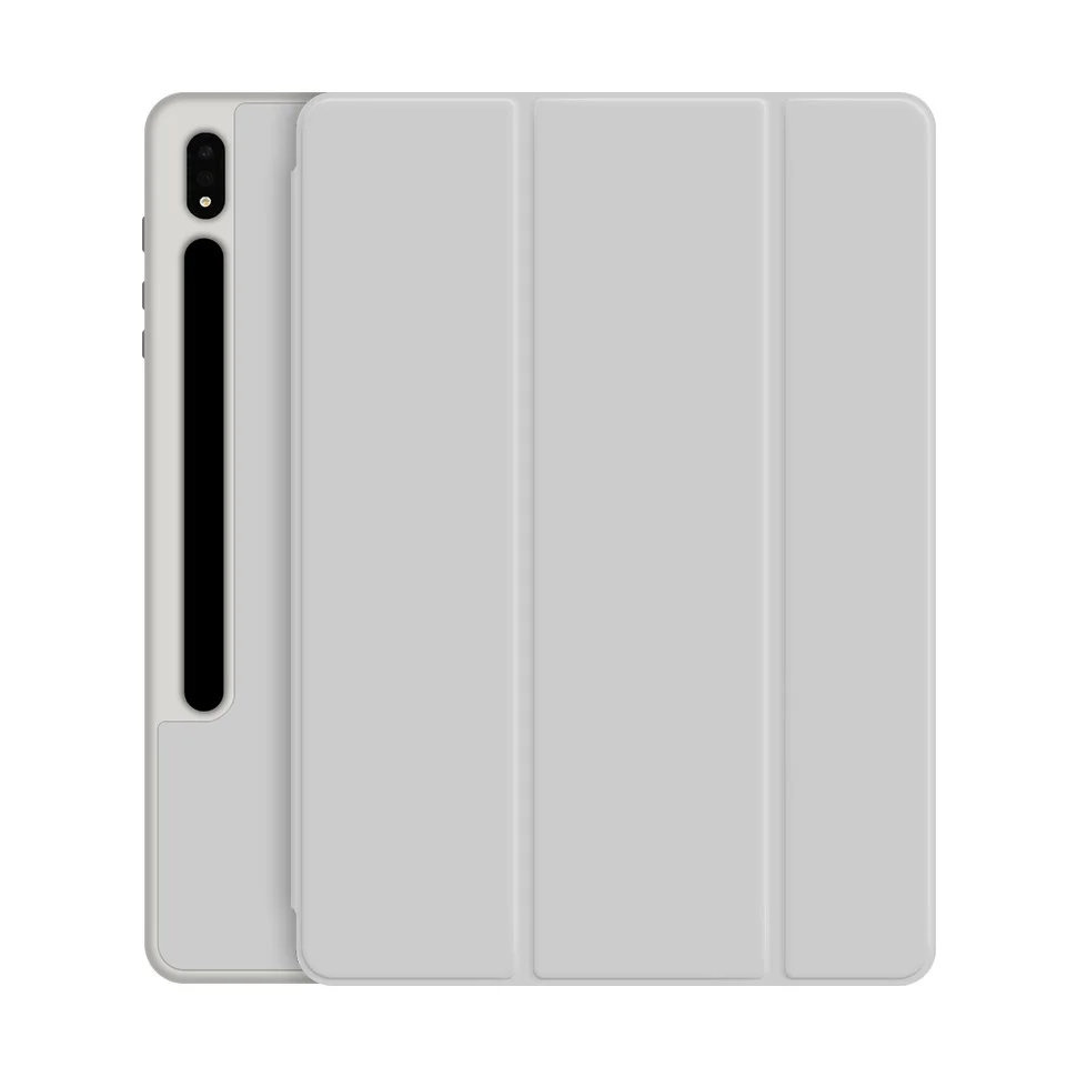 

2021 New 12.4 Inch Tablet Case for Samsung S7 Plus with Pencil Holder Three-fold TPU Soft Cover 11 Inch Shell for Tab S7 Case