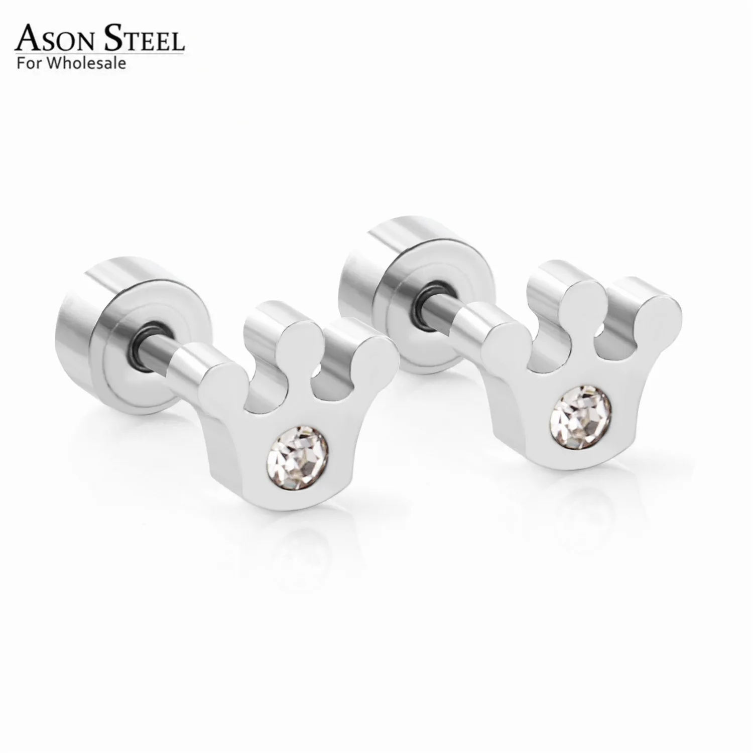 Женские серьги в виде короны ASONSTEEL элегантные серьги-гвоздики из нержавеющей