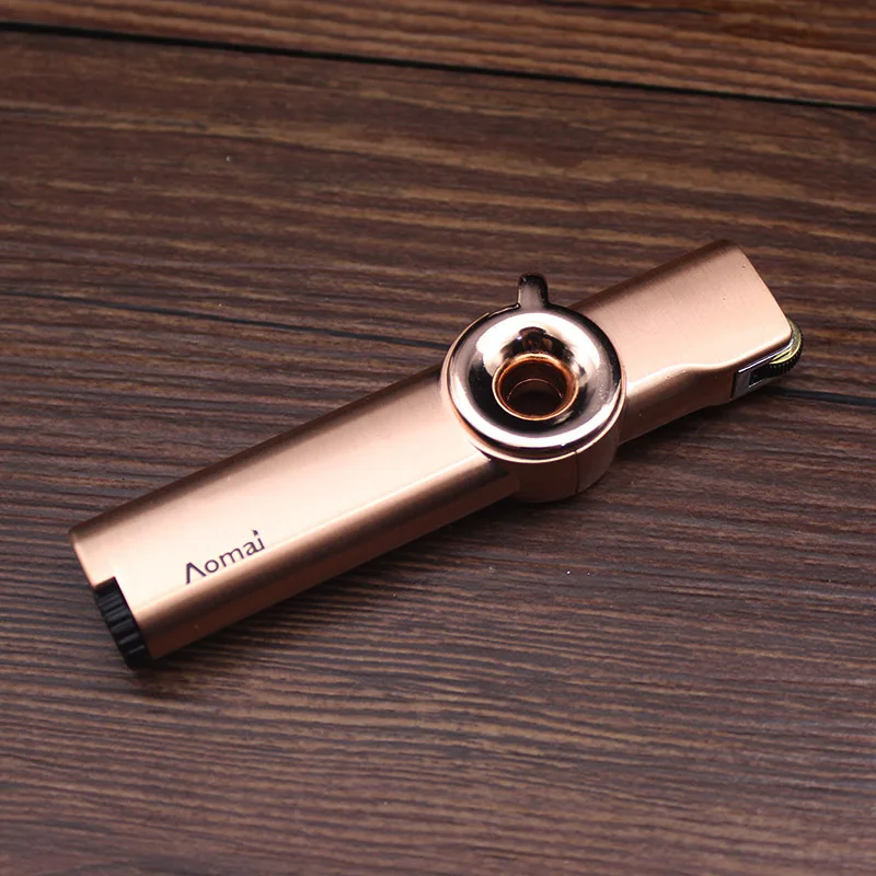 

TH Grinding wheel Rotary Ignition Jet Torch Lighter Long Stripe Metal Turbo Butane Gas Pipe Lighter Windproof Cigarettes Lighter