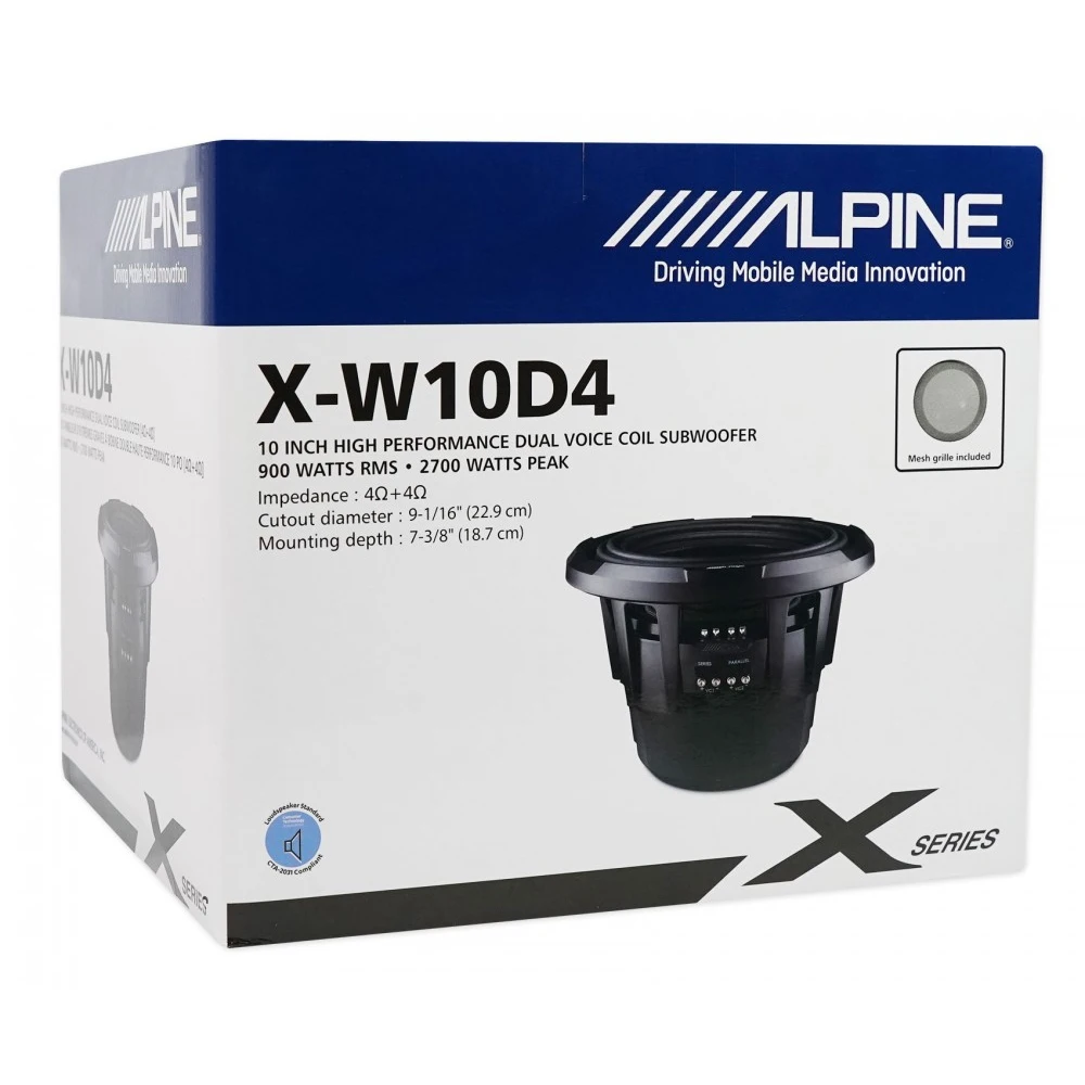 Автомобильный сабвуфер ALPINE X-W10D4 10&quot 25 см черный |
