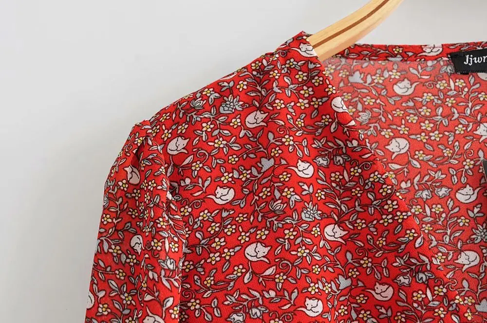 2019 Женские винтажные повседневные короткие блузки с v образным вырезом и