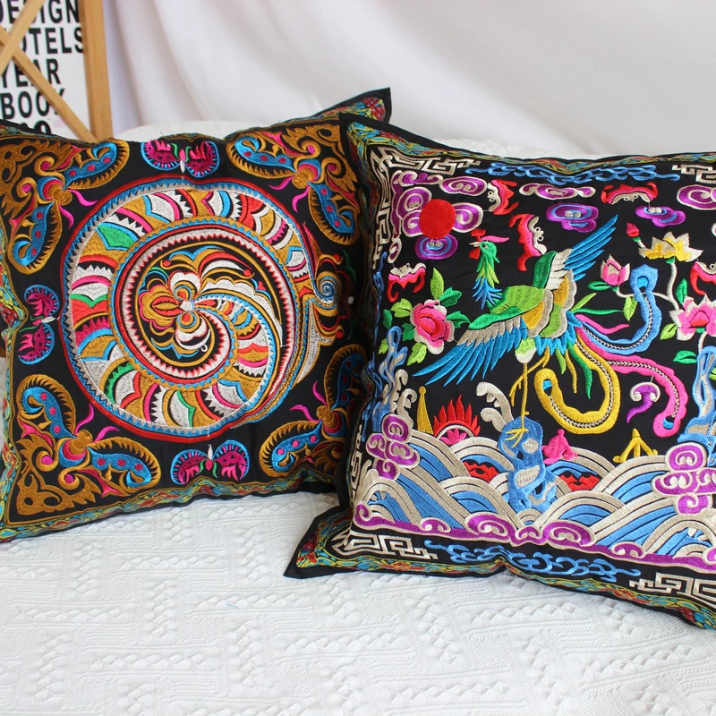 Полный вышитый цветок красочные нация наволочка 45 см квадратный специальный