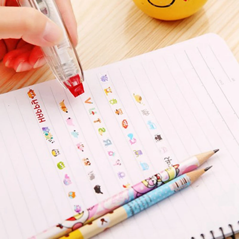 1Pcs Lace Correction Tape Animal Pattern Decorative &amp 15Pcs Colorful Zipper Mesh Pouches Rainbow Stripe Bag |