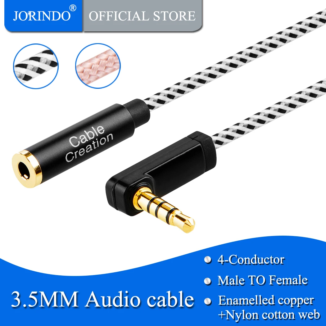 Дополнительный аудиокабель JOPINDO 3 5 мм TRRS удлинитель штырь гнездо Стерео адаптер 4