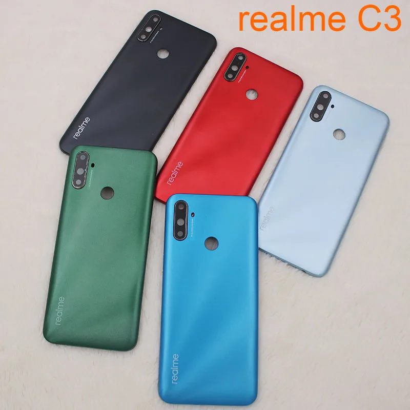 

For OPPO Realme C3 RMX2027 Original Housing Cover Back Battery Case For realme c3 With Camera Lens Frame & Power / Volume Button