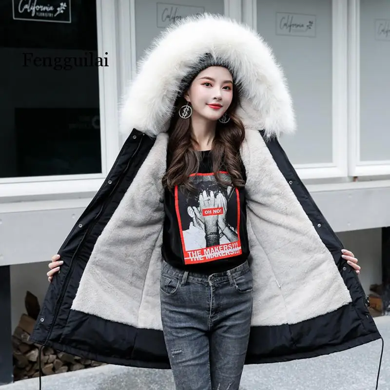 

winter jacket women 2020 fur collar hooded cotton padded warm thicken winter coat female parka Medium long outwear 6XL