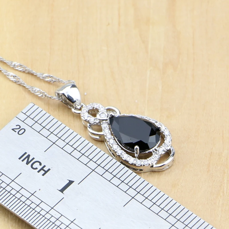 925 серебряные свадебные украшения черного цвета с цирконием ювелирное изделие