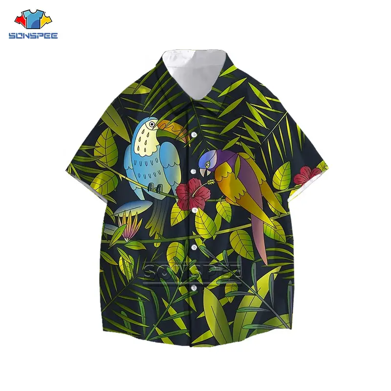 

LIASOSO 2021 New Youth Fashion Young Style Shirt Street Forest Jungle Parrot Special Men's Shirt Trend Workplace Elite Style