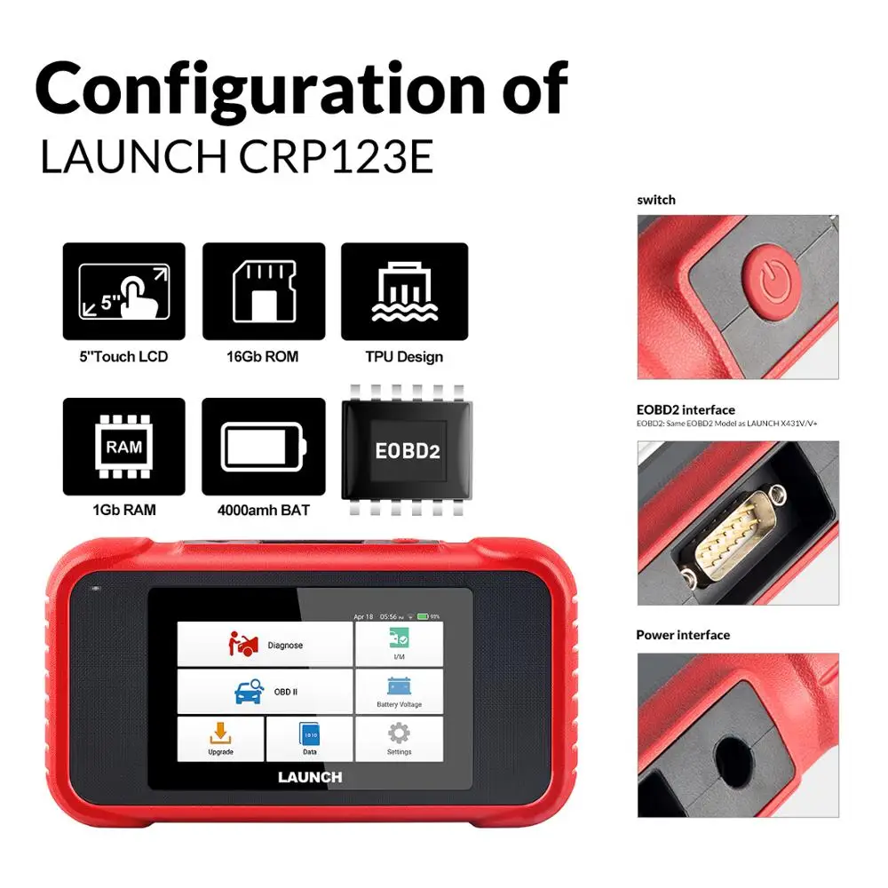 LAUNCH X431 CRP123E OBD2 ENG ABS подушка безопасности SRS на авто диагностический инструмент OBDII