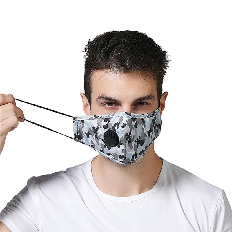 

New Camouflage Valve Breathable Adult Masks Washable Masks Anti-dust Windproof Masks PM2.5 Can Put Filter Mask For Men Women