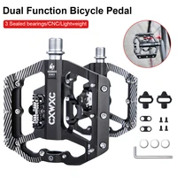 dual function bicycle pedal with cleat for spd system mtb road bike anti slip sealed bearing pedals cycling accessories