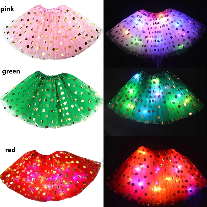 

Glowing Led Angel Headband Polka Dot Tutu Skirt Luminous Clothes Light Set Valentines Day Easter Costume Wedding Birthday Party