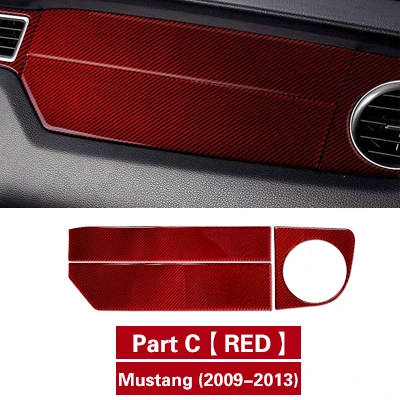 Part C RED Для Ford Mustang 2009-2013 Автомобильные наклейки из углеродного волокна приборная панель внутренняя отделка Литые декоративные полосы - Название цвета: Part C RED
