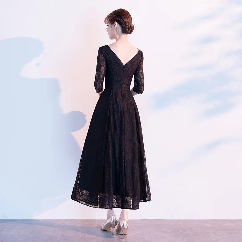 Женское вечернее платье It's Yiiya черное элегантное кружевное с коротким рукавом и