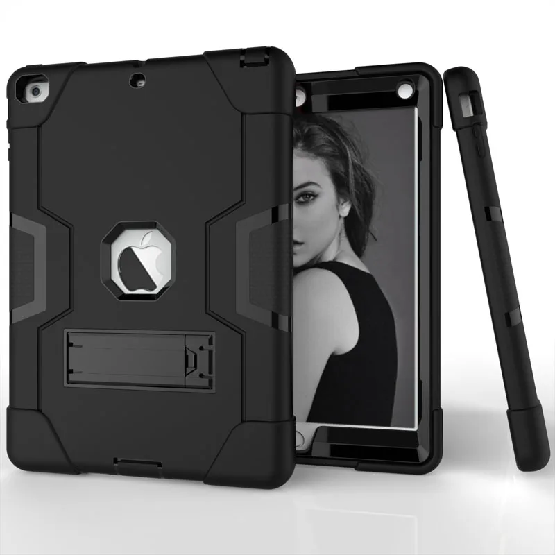 Черный Бронированный противоударный чехол-подставка для ipad 10,2 чехол для детей безопасный сверхпрочный силиконовый Жесткий чехол для ipad 10,2 дюймов - Цвет: Черный