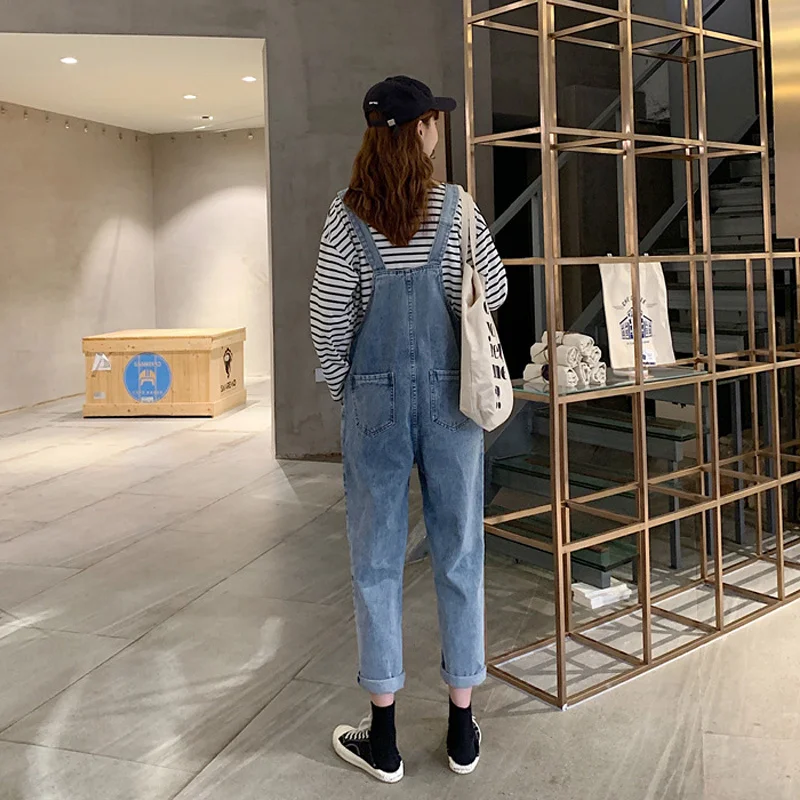 

2021 Internet Celebrity Denim Salt Suspender Pants Women's Spring and Autumn Korean Style Wide Loose Summer Cute Japanese Style