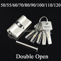 1x double open lock door security 50 55 60 65 70 75 80 90 100 110 120mm cylinder living room lock handle brass key copper gf323