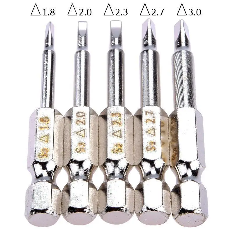 

5Pcs Magnetic Triangle Head Screwdriver Bits 50mm Hex Shank Wearproof Material
