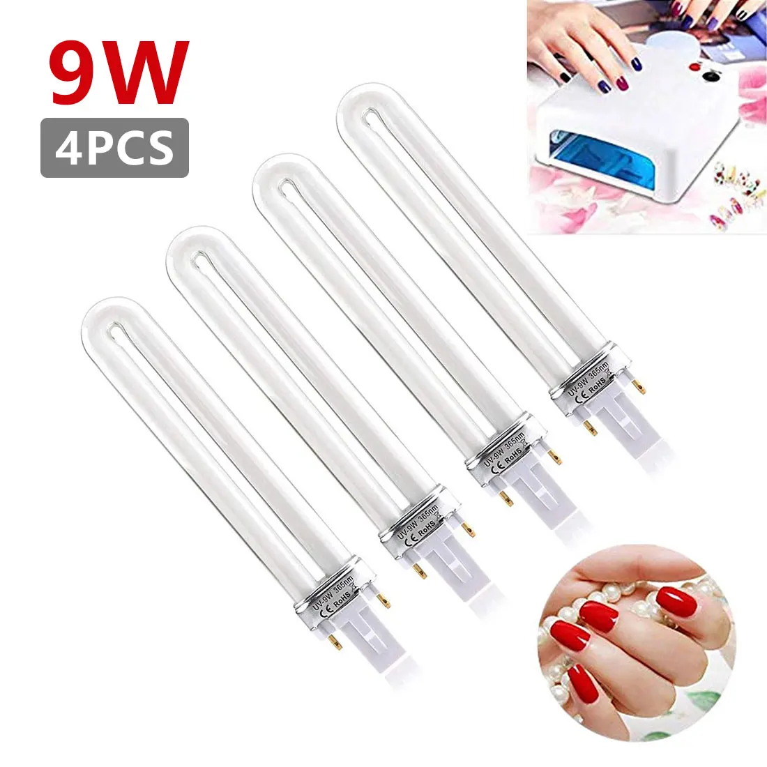 УФ лампа для сушки ногтей гель лака 9 Вт 4 шт.|Сушилки ногтей| |