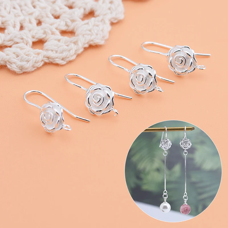Серьги Крючки Роза из серебра 925 пробы ручной работы|Серьги-гвоздики| |