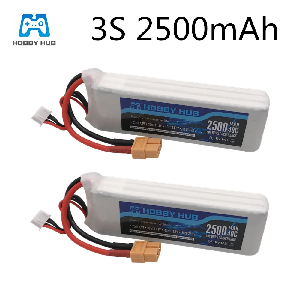 Аккумулятор Hobby Hub 2 шт./лот 11 1 В 2500 мА/ч 40C для дрона радиоуправляемого автомобиля