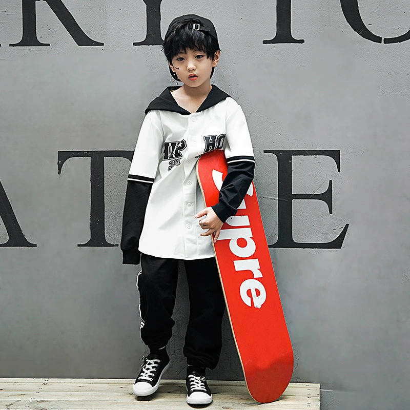 

Boys Hoodies Hip Hop Coat Kids Girls Hooded Bomber Letterma Jacket Letters Street Dance Clothes Child Sport Costumes Outerwear