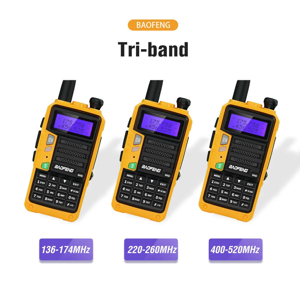 100% Original Baofeng Tri-band Walkie Talkie UV-5R Pro 220-260MHz Portable Ham Radio FM Transceiver Two-way Radio Station enlarge