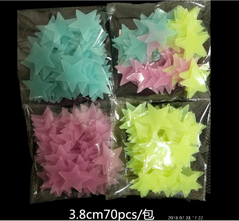

50/70/100 PCS children fluorescent kids bedroom glow in the dark stars shine wall stickers stars luminous shine colors