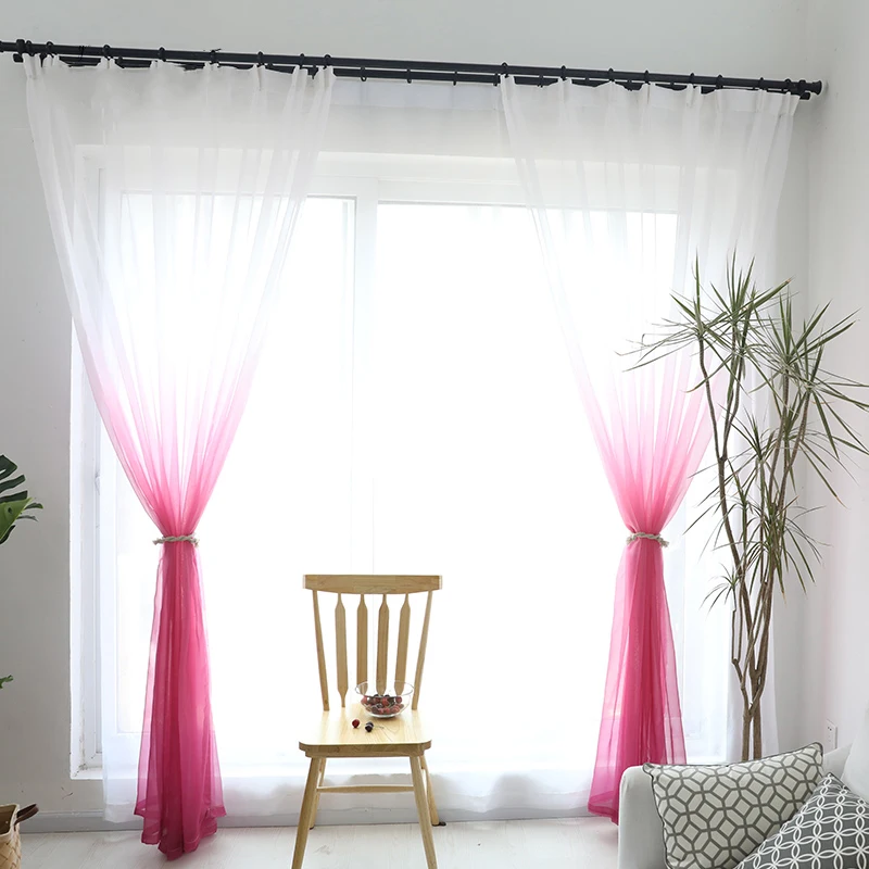 Розовые фиолетовые шторы для гостиной зеленые градиентные полузатемненные