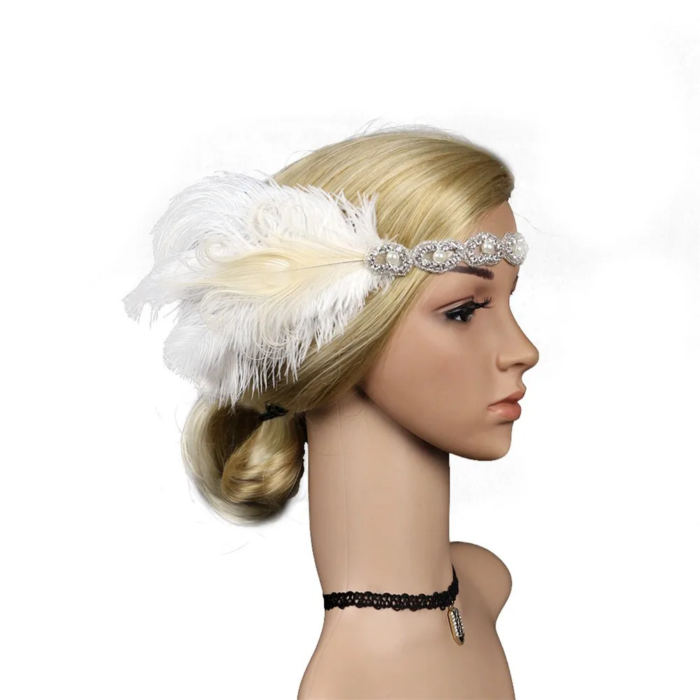 

Hair Accessories Women 1920s Vintage Headpiece Feather Flapper Headband Shiny Gatsby Headdress Headpiece Prom Party Haarband