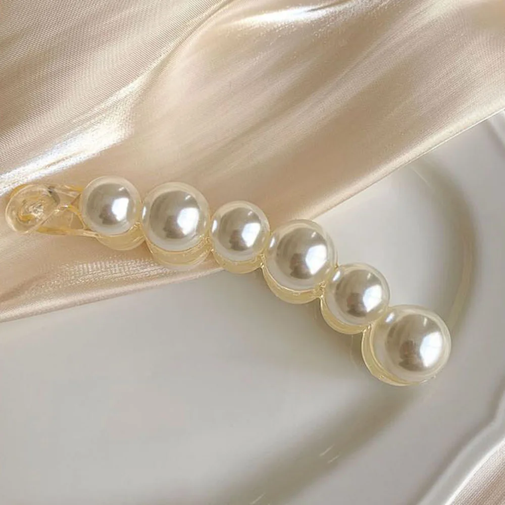 

2021 New Pearl Hairpin Temperament Banana Clip Fashion Vertical Clip Ponytail Hairpin Simple Style Hair Styling Accessories