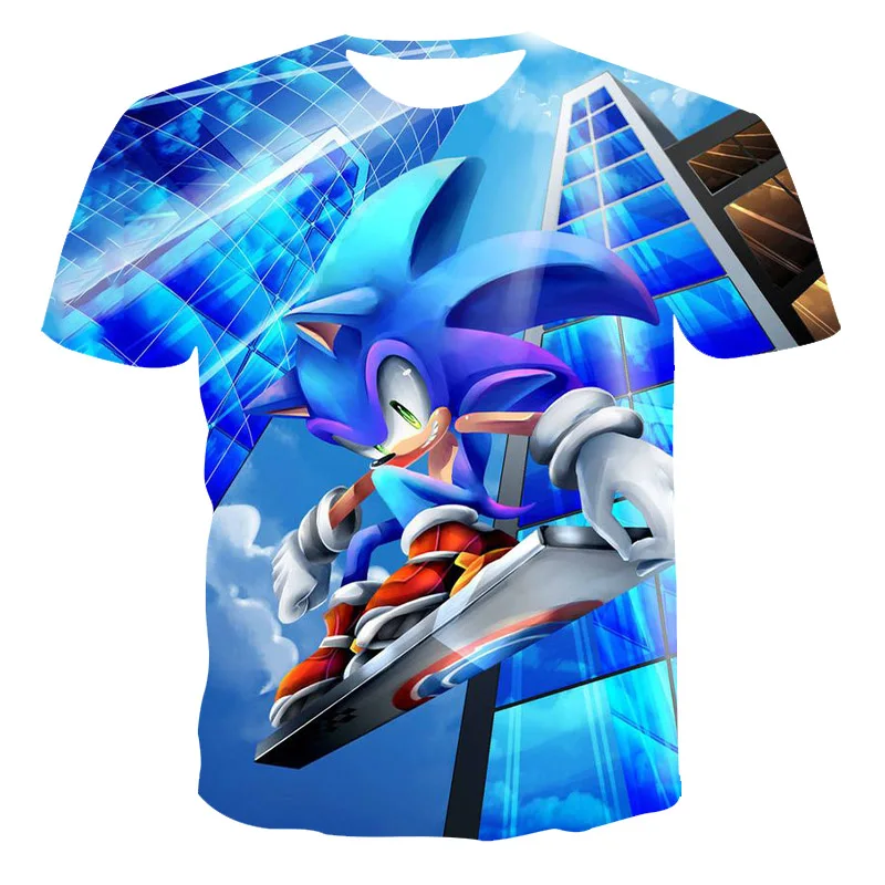 

New Short-sleeved Loose Round Neck T-shirt 3d Printing Anime Cartoon Blue Cat Personality Male/female Suitable Plus Size T-shirt