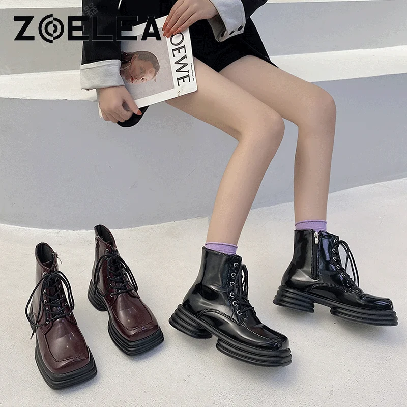 

Women's Platform Martin Boots Women Patent Leather Ankle Boots For Women Boots Womens Shoes Mujer