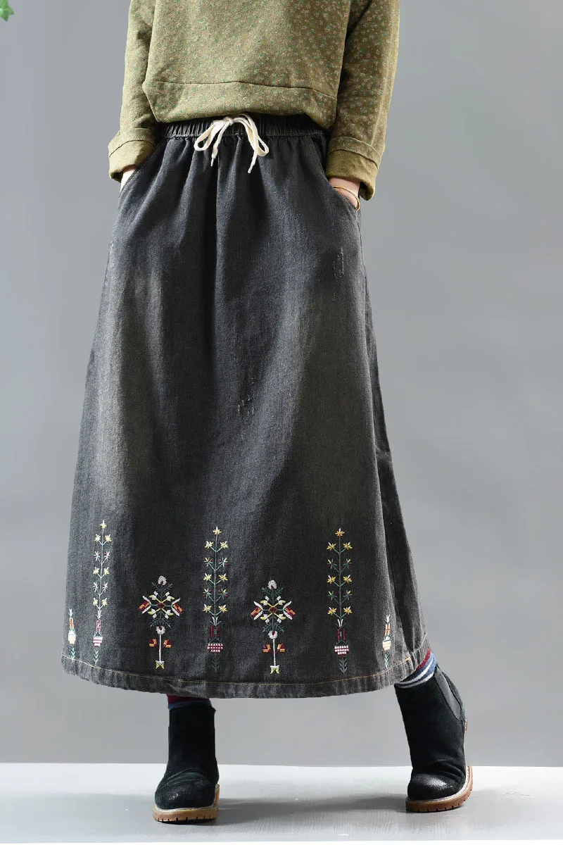 Женская джинсовая юбка с эластичной резинкой на талии Повседневная Свободная