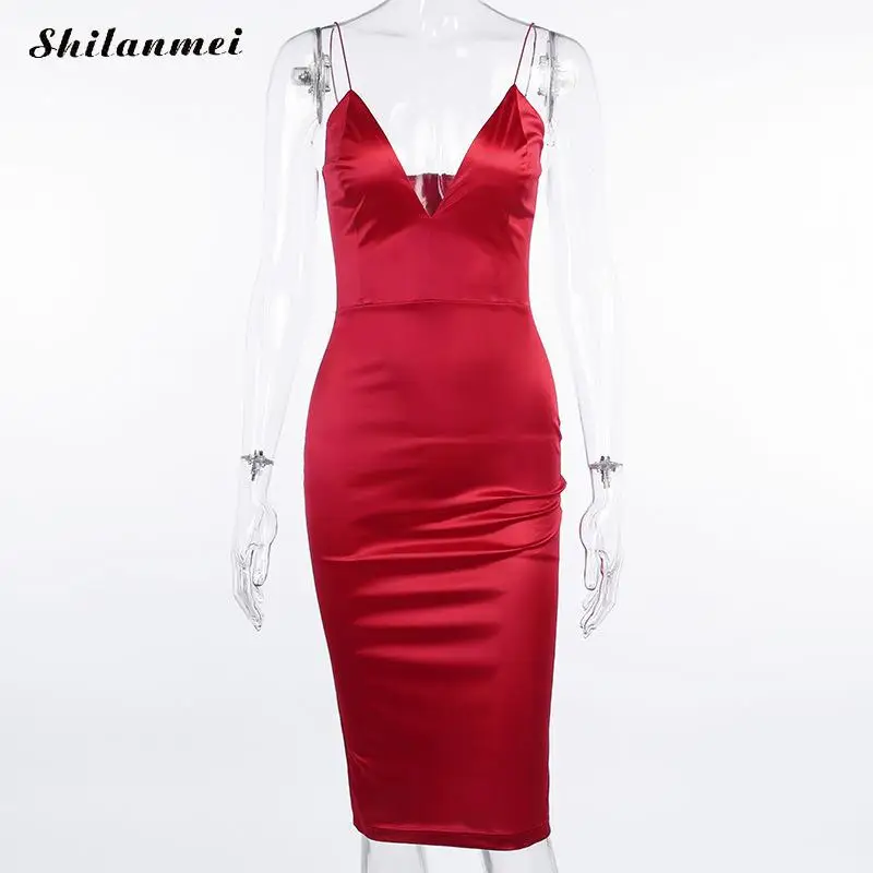 Сексуальное женское Атласное Вечернее платье 2020 черные красные женские