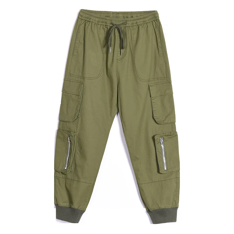 

New Women Safari Stylish Cargo Pants Korean Overalls Trend Fashion Casual Slim Losse Pants Hip Pop Ninth Pants