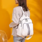 Рюкзак женский из искусственной кожи, белый, водонепроницаемый, в стиле колледжа, ZL185, 2020