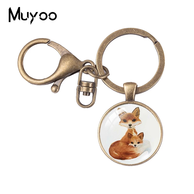 Новинка 2021 милый брелок с рисунком Красной лисы стеклянный купол фото ювелирные