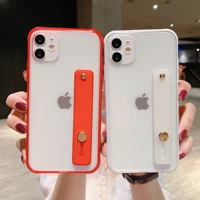 shockproof case for iphone 11 12 pro max se 2020 6s 7 8 plus etui acrylic wrist strap capa for iphone 12 mini x xr xs back cover