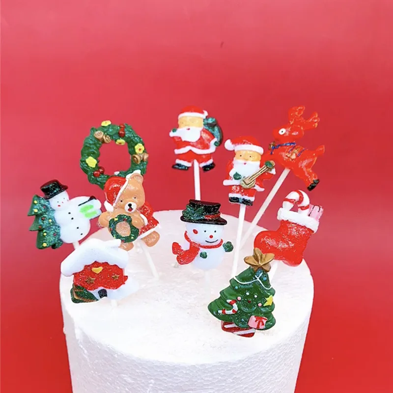 

Cake Decorations Christmas Cake Toppers Santa Claus Snowman Deer Christmas Stock Toppers for XMAS Decoration for Home Party