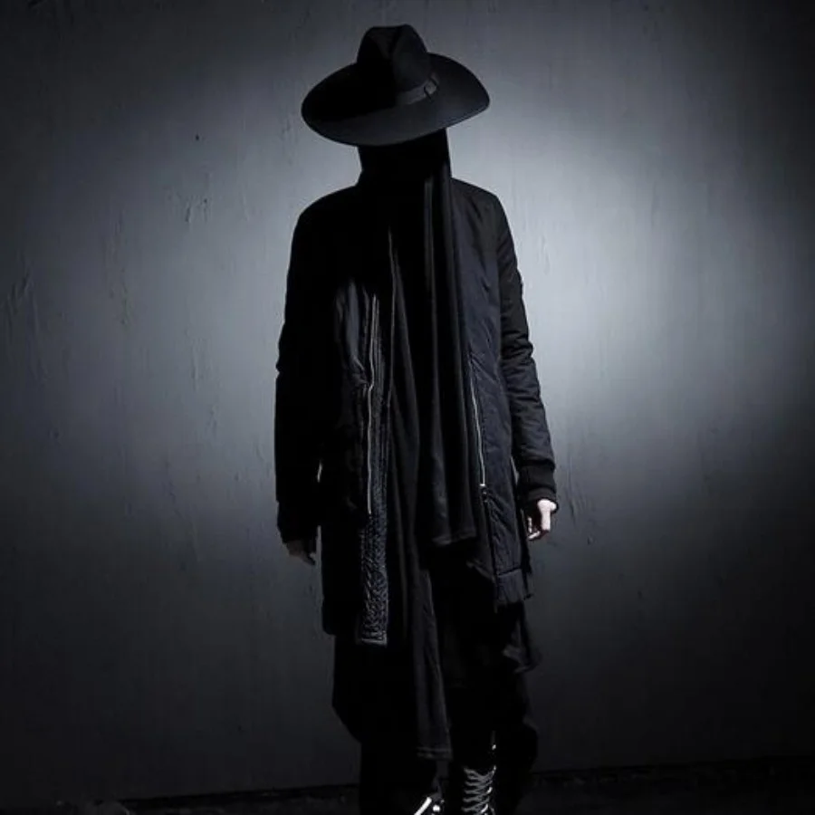Autumn Gothic Mens Punk Long Cloak Causal Loose Nightclub Cosplay Trench Wizard Cap Mantle Man Black Outerwear Coats Cardigan | Мужская