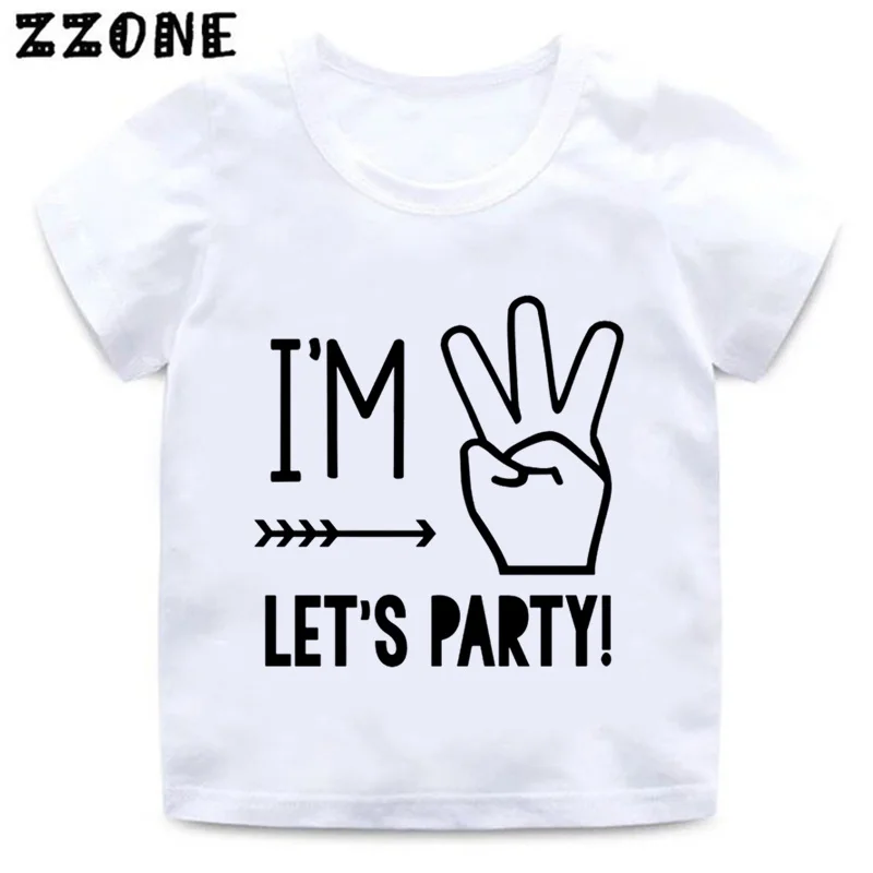 

I'm 1/2/3/4/5 Let's Party Print Kids Funny T shirt Baby Birthday Clothes Boys and Girls Summer White T-shirt,ooo5214
